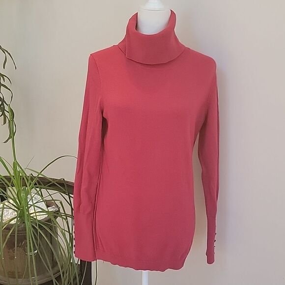 LOFT soft red turtleneck L - Picture 1 of 9
